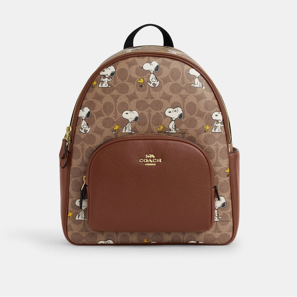 Coach Brown Snoopy Print Men's Backpack